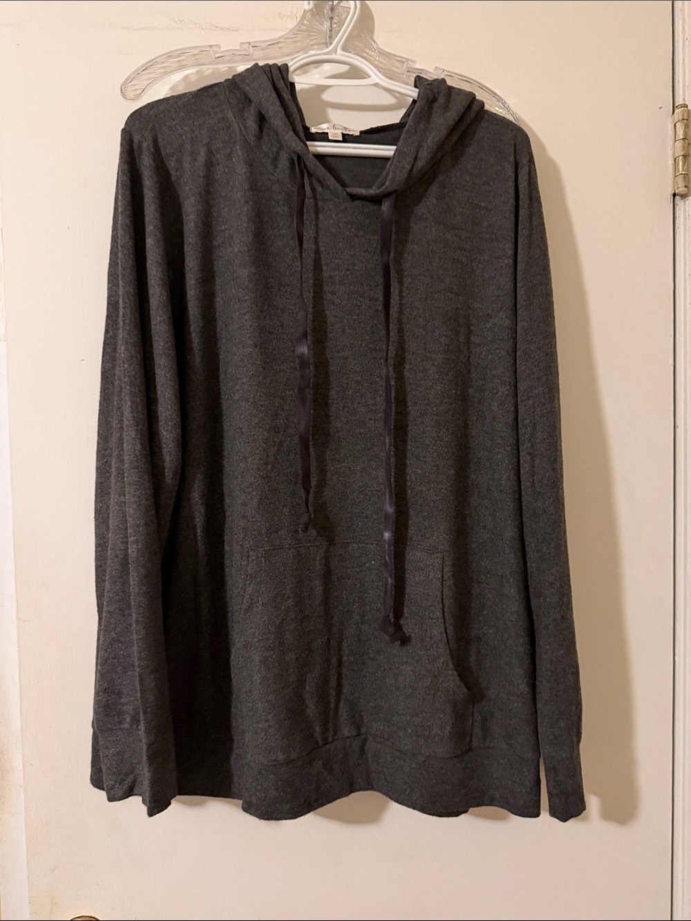 nine britton Dark Gray Hooded Pullover Sweatshirt